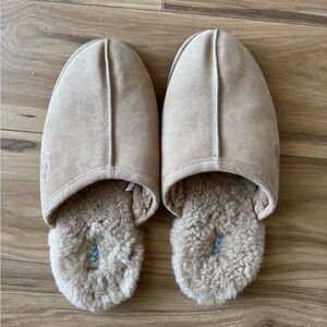 UGG Tan Suede Slippers with Plush Lining
